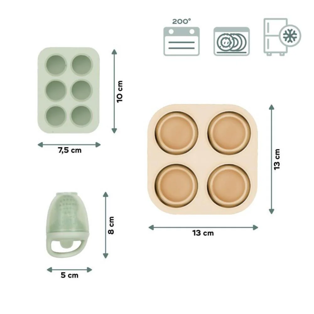 2 Bandejas para Congelador em Silicone com Tampa + Dispensador de Alimentos com Tampa Green - Image 3