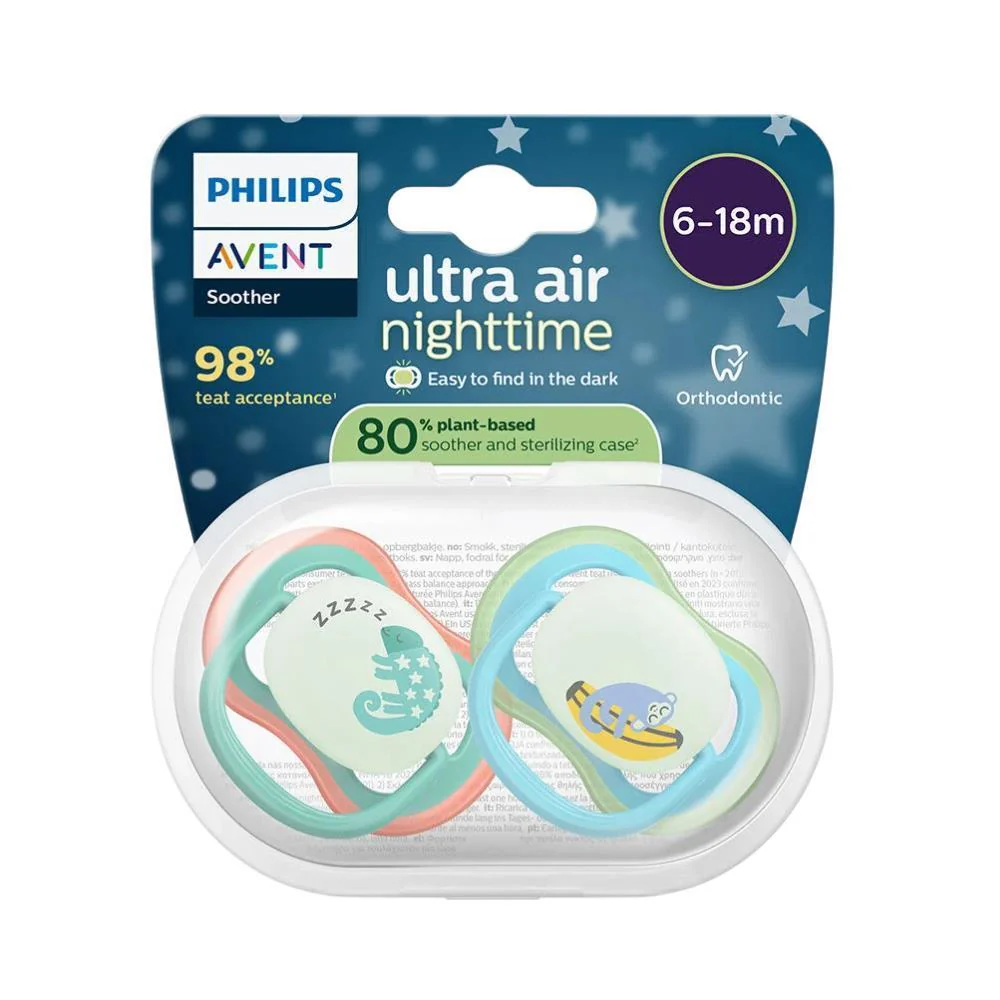 2 Chupetas Philips Avent Ultra Air Nighttime Menino 6-18m - Image 2