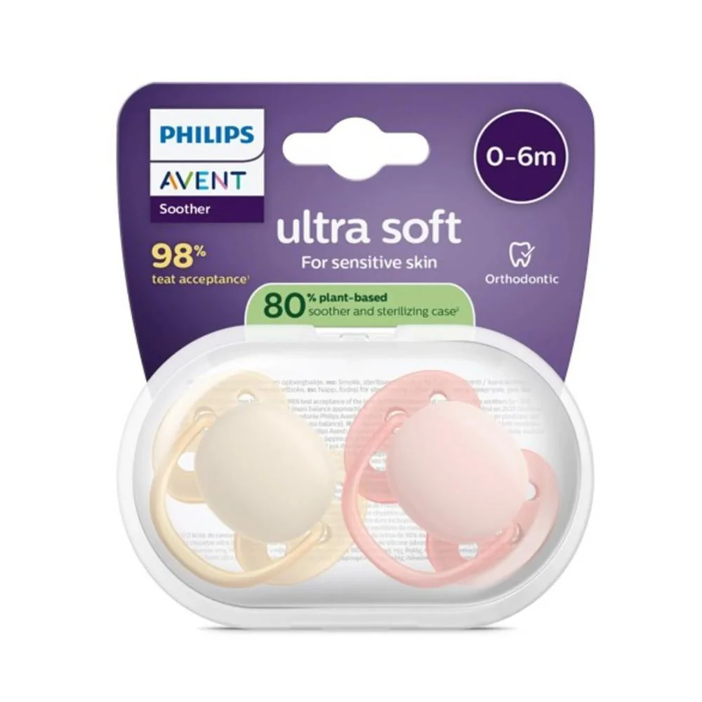 2 Chupetas Philips Avent Ultra Soft Lisa Menina 0-6m - Image 2