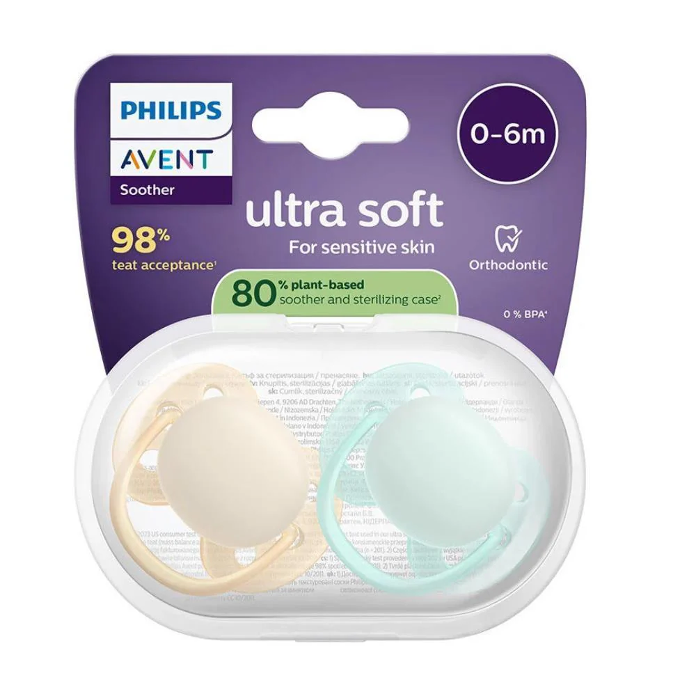 2 Chupetas Philips Avent Ultra Soft Lisa Neutra 0-6m - Image 2