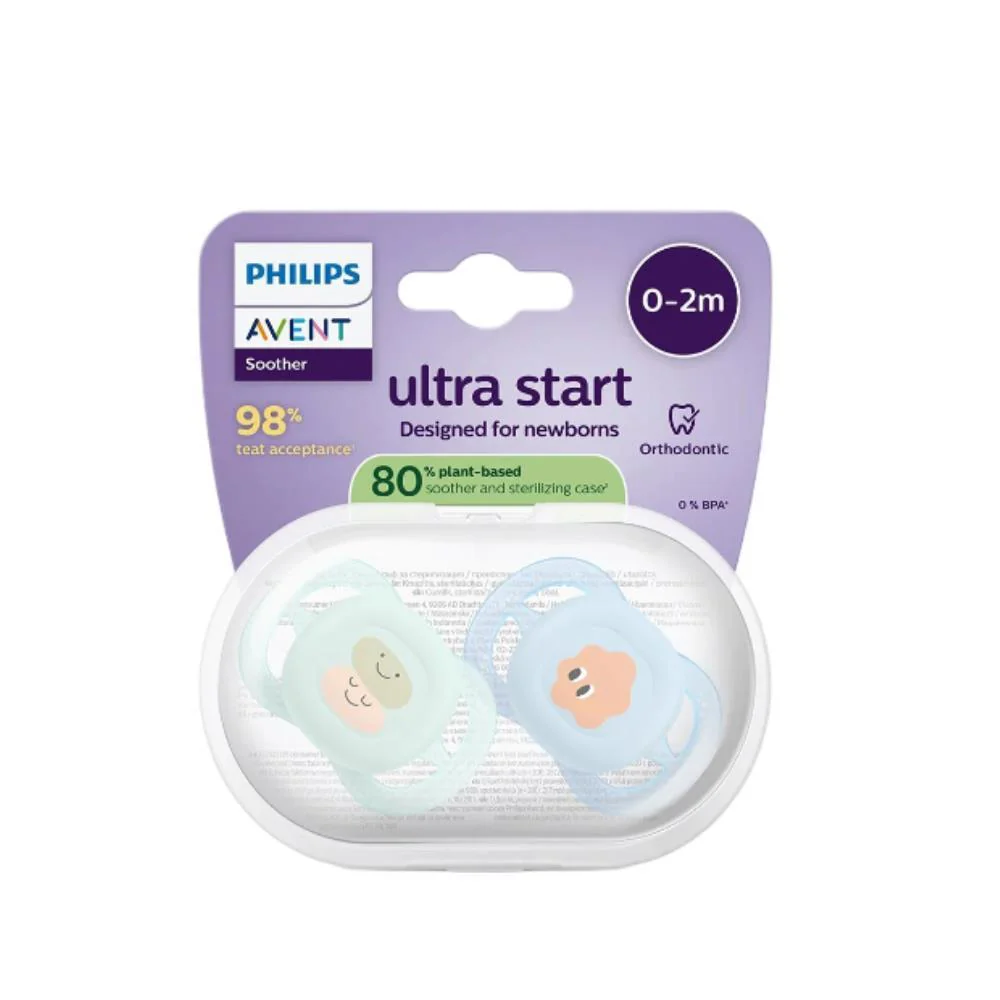 2 Chupetas Philips Avent Ultra Start Deco Menino 0-2m - Image 2