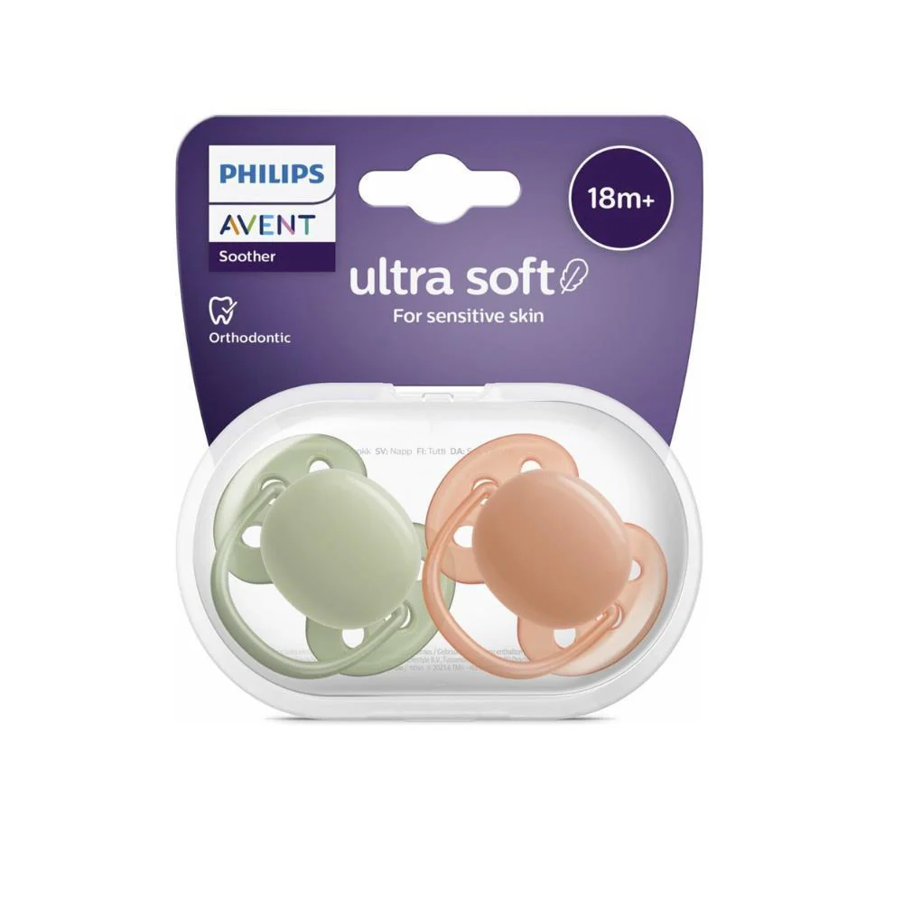 2 Chupetas Avent Ultra Soft +18m Verde/Laranja - Image 3