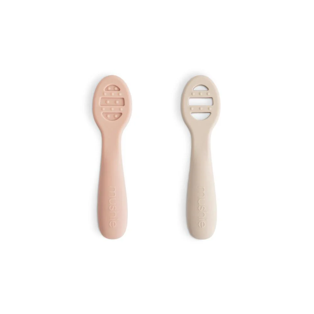 2 Colheres de Aprendizagem em Silicone Mushie Shift Sand/Blush