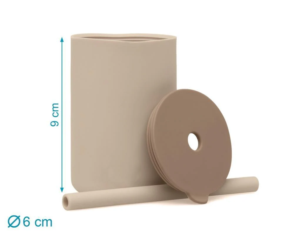 2 Copos com Palhinha em Silicone Bege 180ml - Image 4