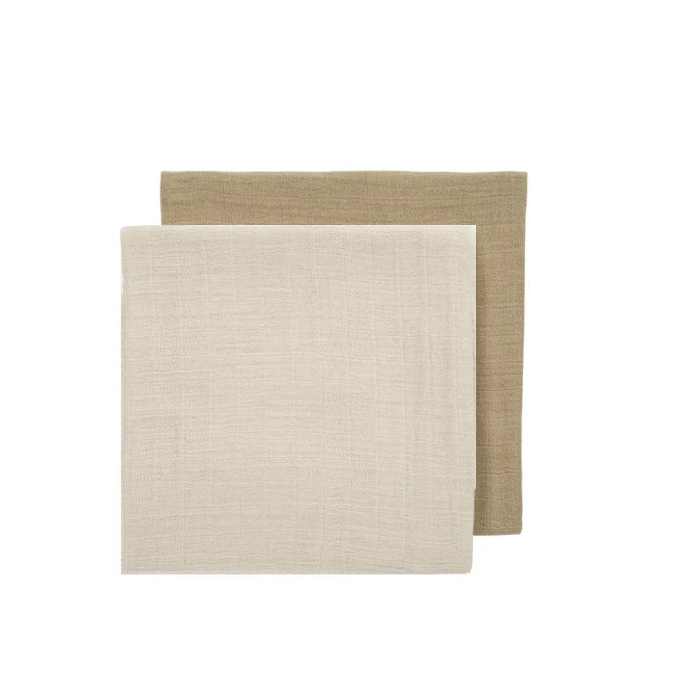 2 Musselinas em Algodão Meyco Sand/Taupe 120x120cm - Image 2
