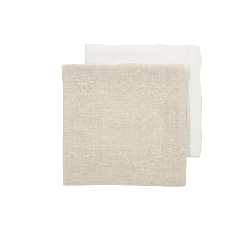 2 Musselinas em Algodão Meyco White/Sand 120x120cm - Image 2