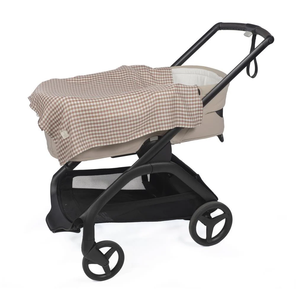 2 Musselinas em Bambu Walking Mum Praliné Vichy/Strips Moka 70x70cm - Image 5