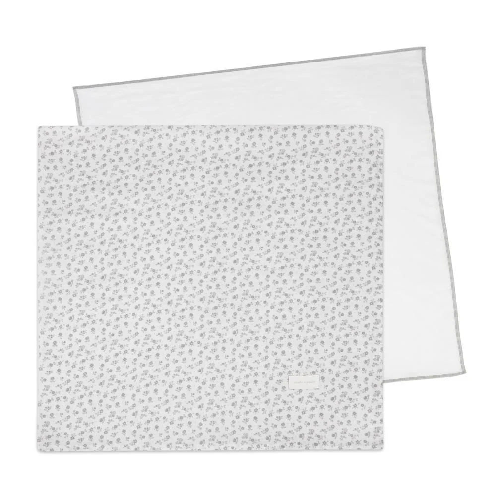 2 Musselinas Pasito a Pasito Little Bloom Flower Grey 70x70cm