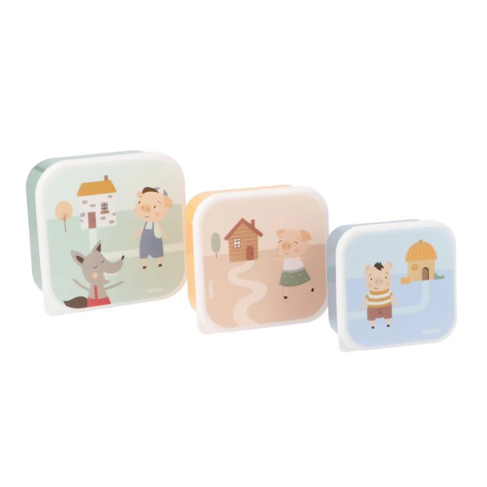 3 Caixas Lancheira Tutete Three Little Pigs