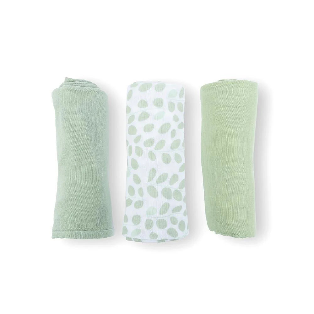 3 Musselinas Doomoo Lovely Mini Leaves Green 70x70cm - Image 2