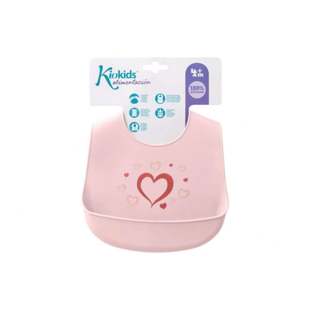 Babete em Silicone Kiokids Corações Rosa - Image 3