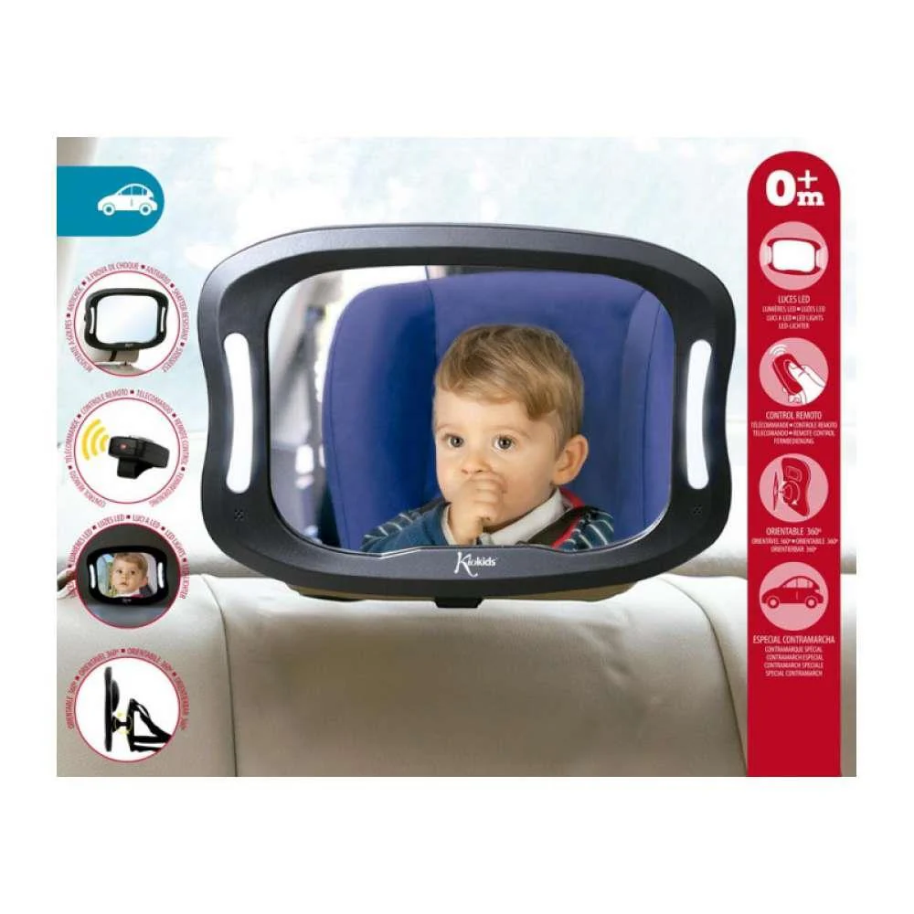 Espelho Retrovisor Auto com Luz e Comando 28x20cm - Image 2