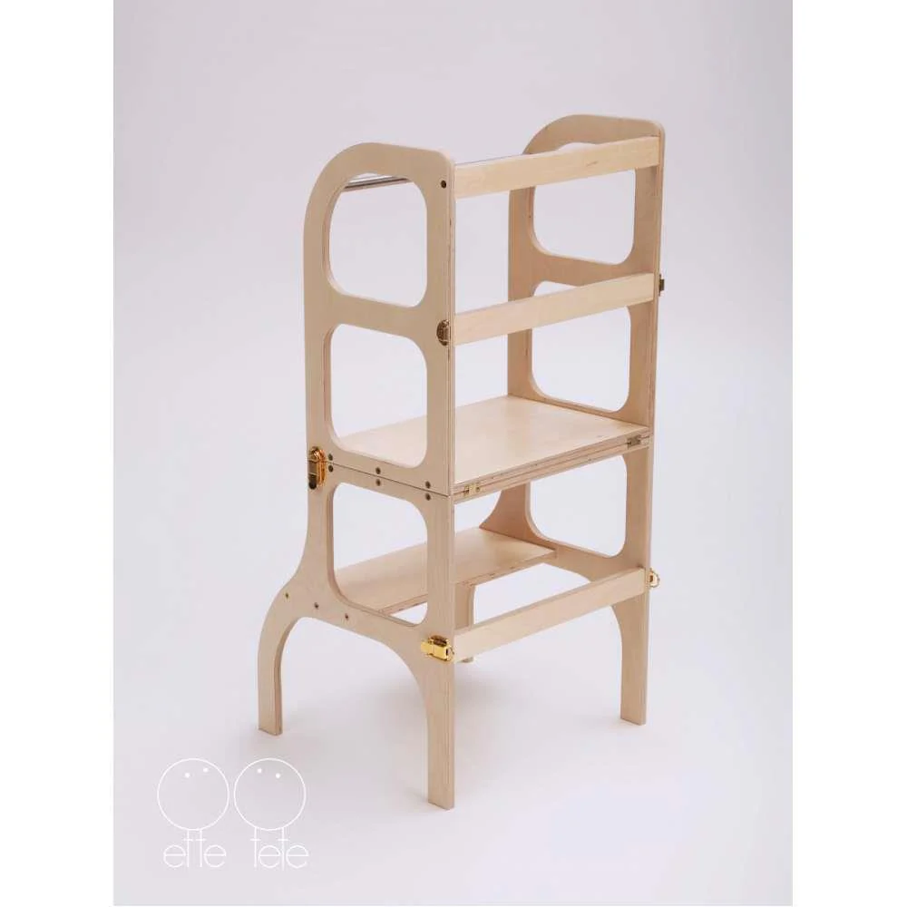 Torre de Aprendizagem e Mesa 2em1 Ette Tete Step´n´Sit em Madeira com Dourado - Image 2