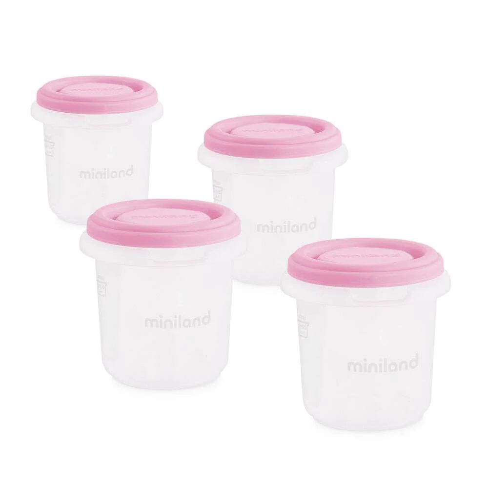 4 Recipientes Herméticos Miniland Blush 250ml