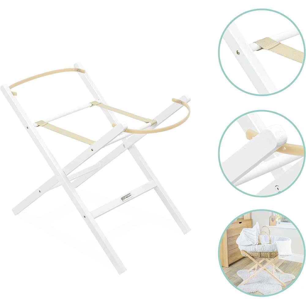 Suporte de Alcofa Estático e Dobrável em Madeira Branco - Image 2