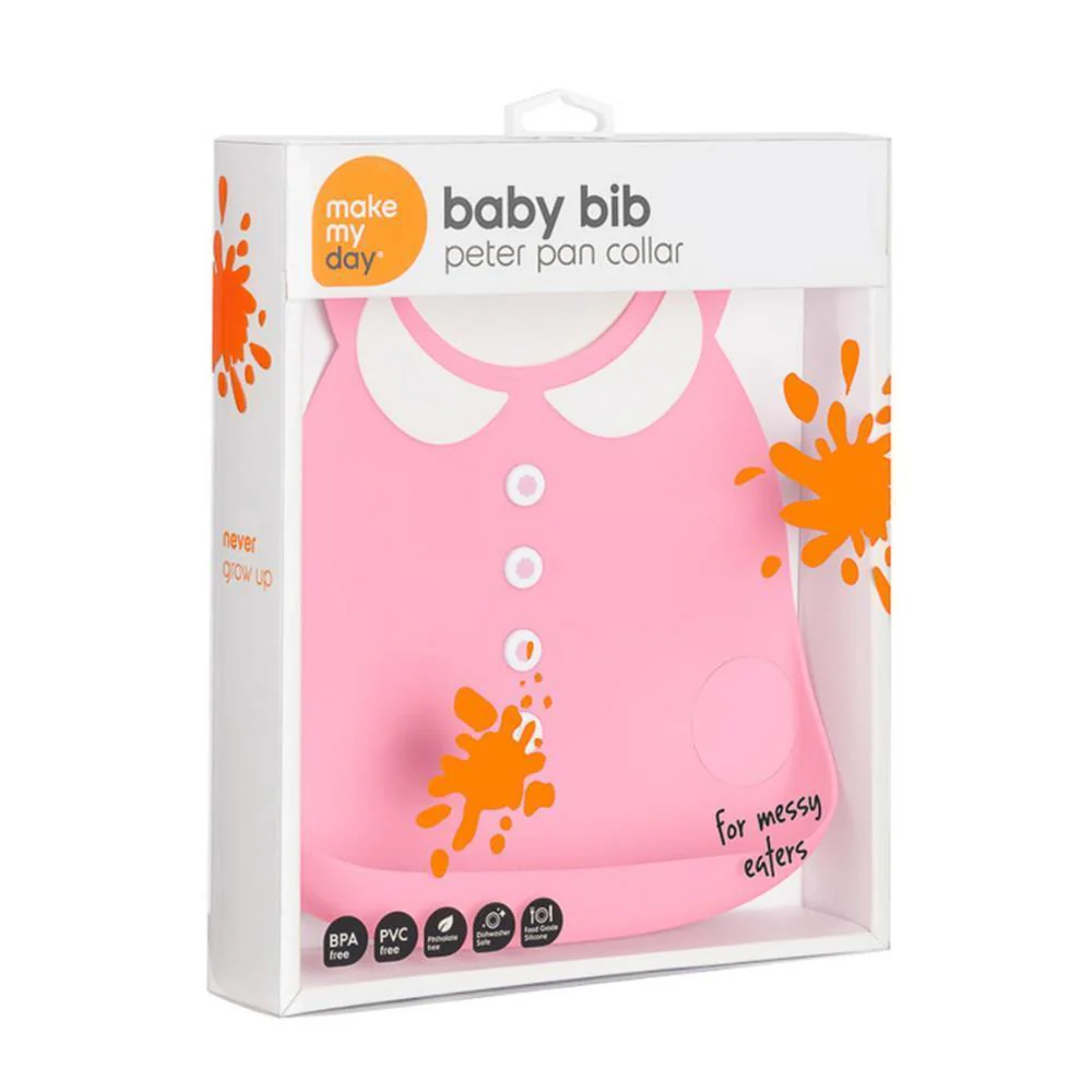 Babete em Silicone Make My Day Peter Pan Collar Rosa - Image 4