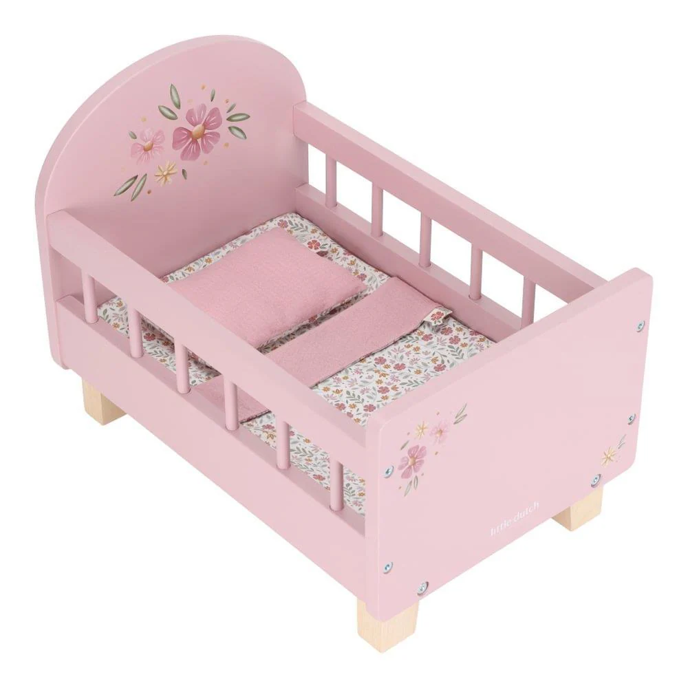 Cama de Bonecas Little Dutch em Madeira com Acessórios Rosa - Image 3