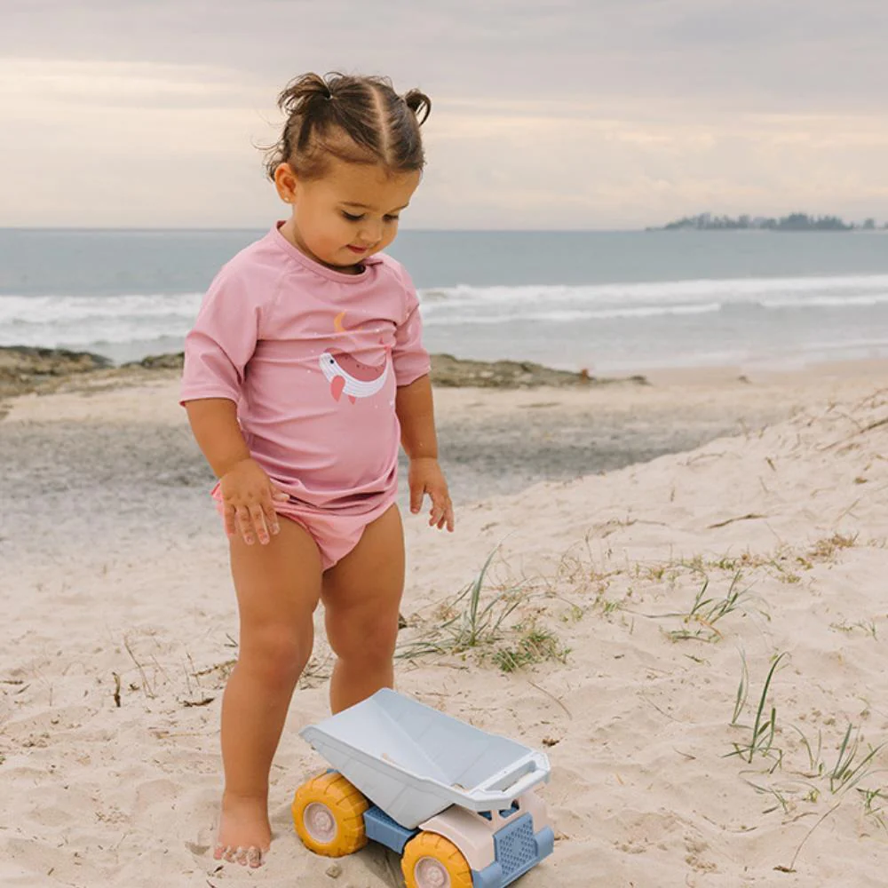 Camisola de Praia de Manga Curta UPF50+ Monnëka Whale Pink Rosa 6-12m - Image 3