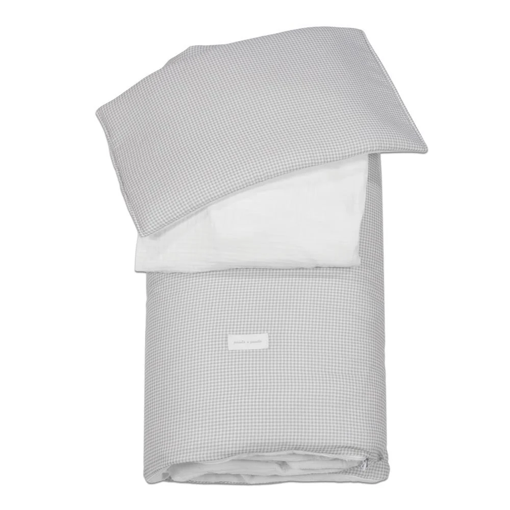 Conjunto de 3 Peças para Berço 120x60cm Pasito a Pasito Little Bloom Vichy Grey