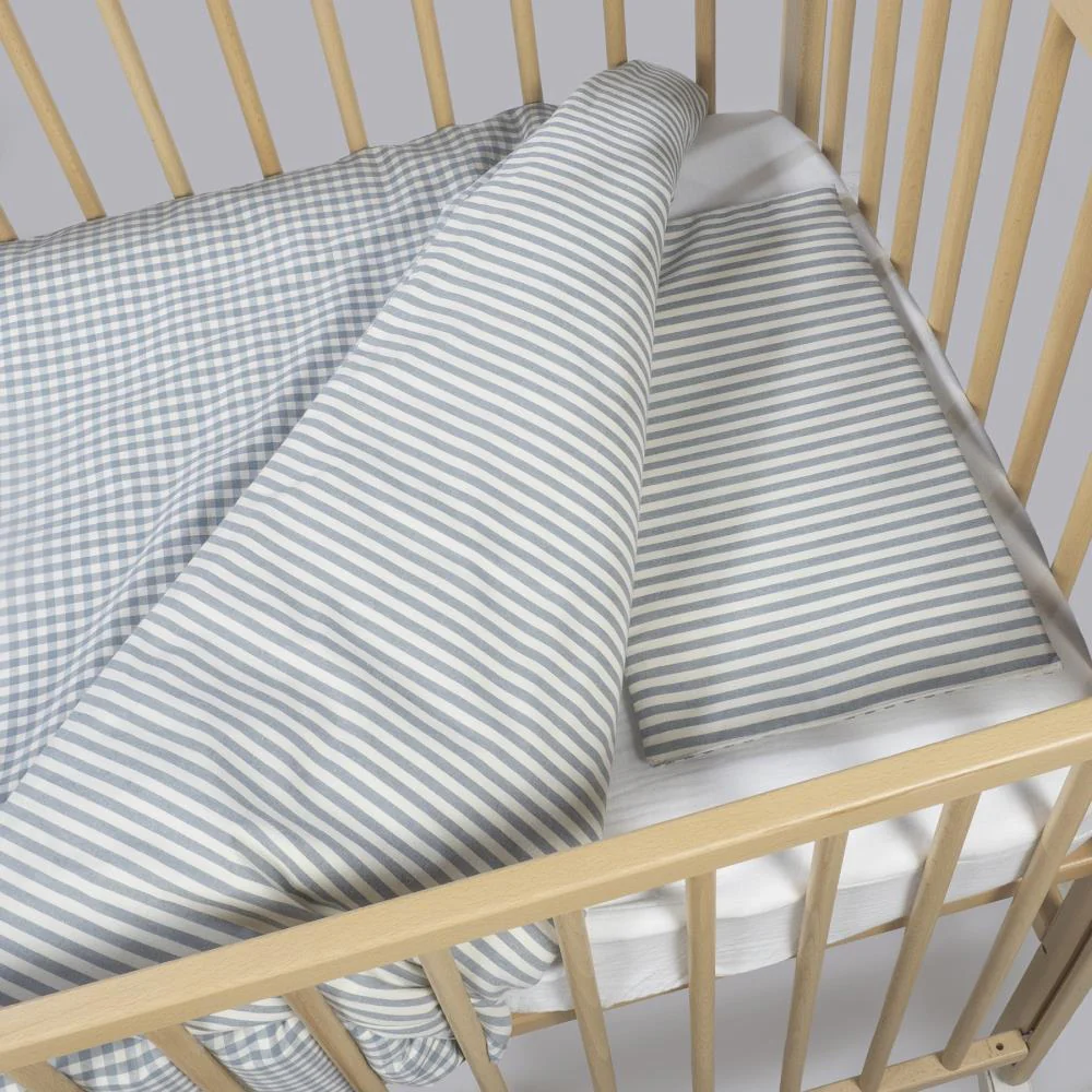 Conjunto de 3 Peças para Berço 120x60cm Walking Mum Vichy/Strips Matcha - Image 6