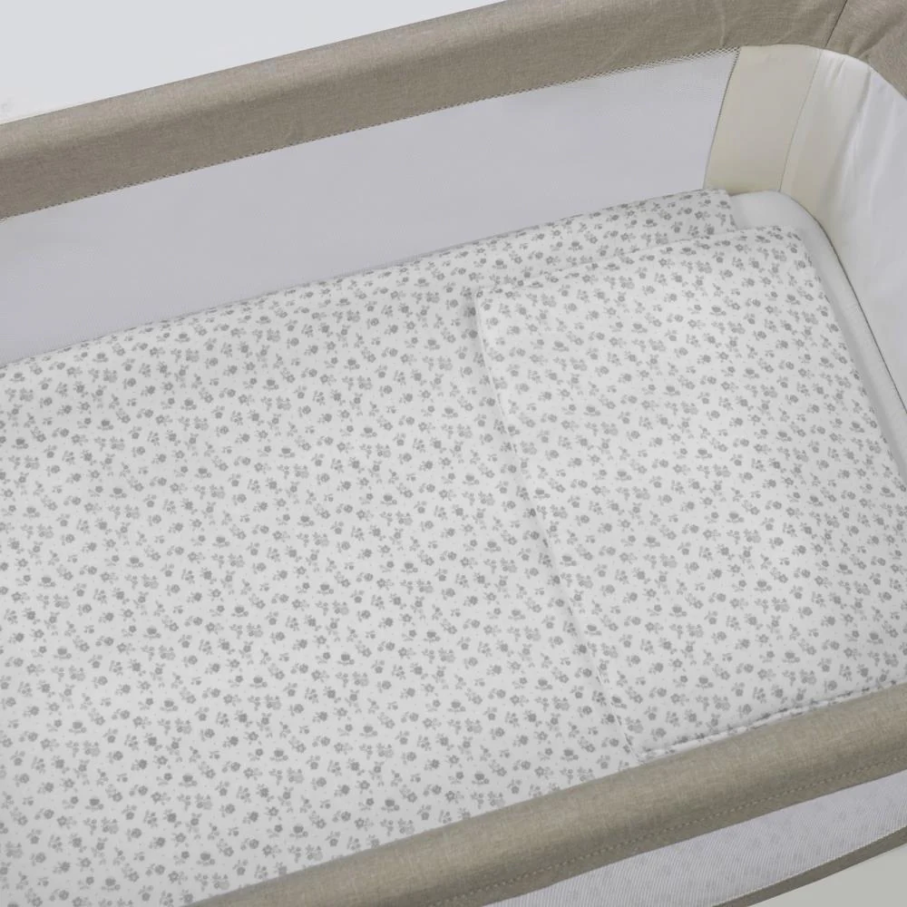 Conjunto de 3 Peças para Berço 90x50cm Pasito a Pasito Little Bloom Flowers Grey - Image 8