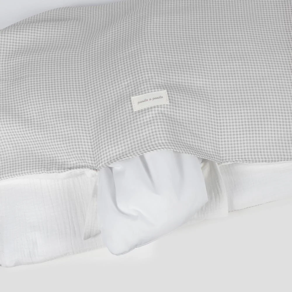 Conjunto de 3 Peças para Berço 90x50cm Pasito a Pasito Little Bloom Vichy Grey - Image 5