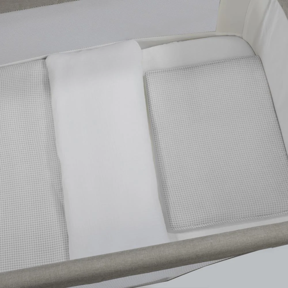 Conjunto de 3 Peças para Berço 90x50cm Pasito a Pasito Little Bloom Vichy Grey - Image 7