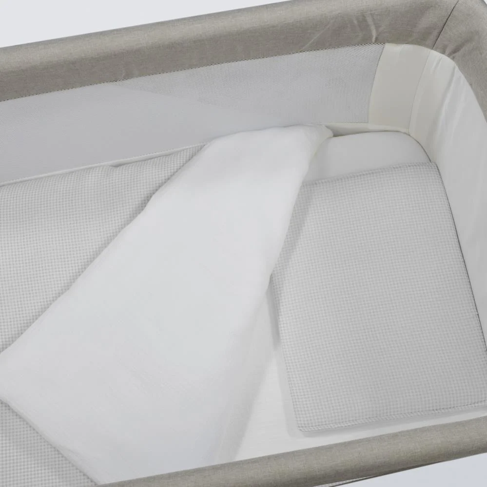 Conjunto de 3 Peças para Berço 90x50cm Pasito a Pasito Little Bloom Vichy Grey - Image 8