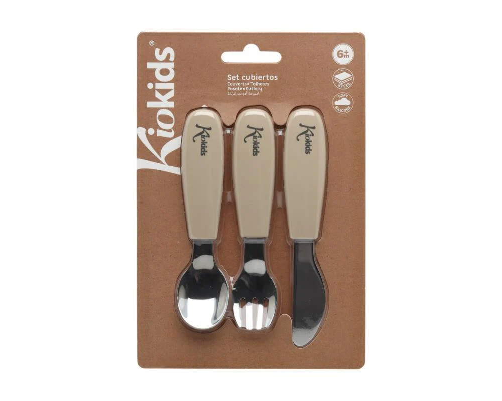Conjunto de 3 Talheres em Inox com Pega em Silicone Bege - Image 4
