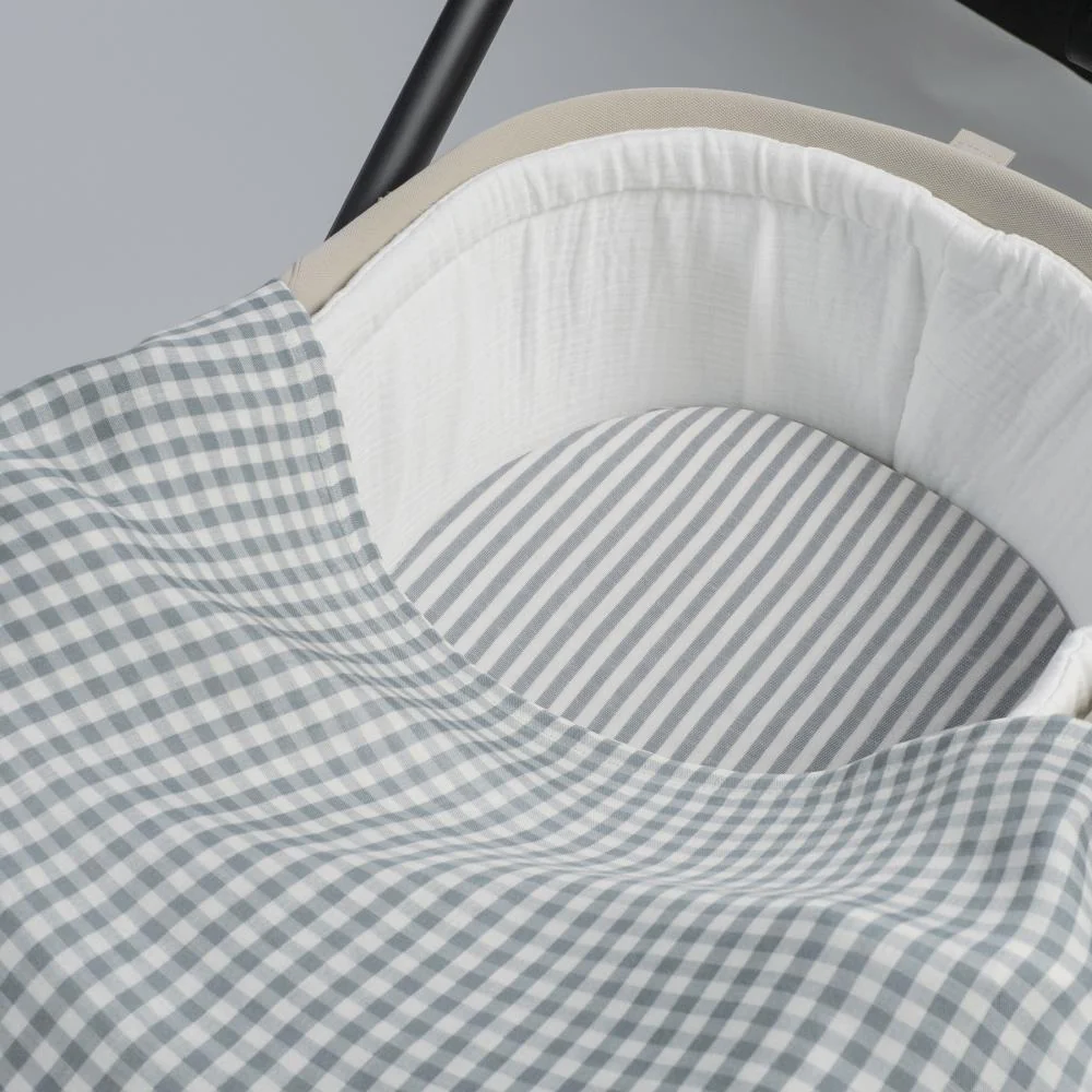 Conjunto de Lençóis para Alcofa Walking Mum Praliné Strips/Vichy Matcha - Image 2
