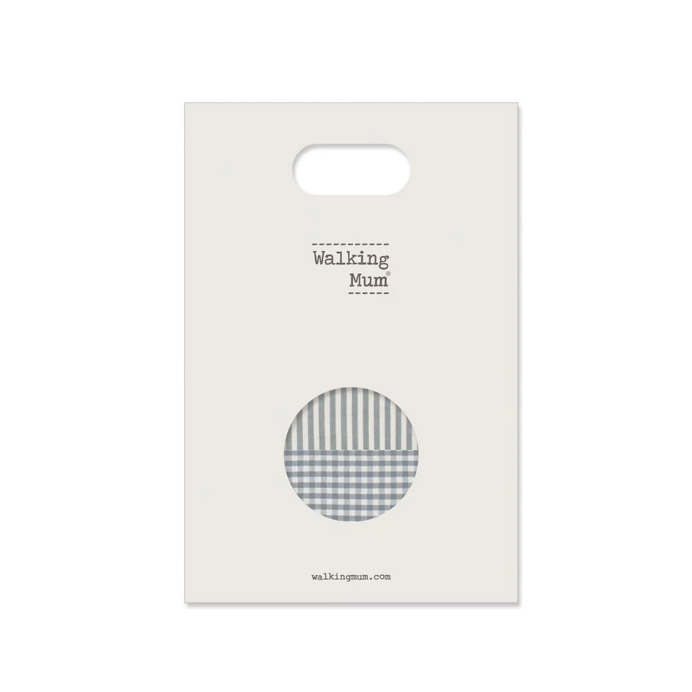Conjunto de Lençóis para Alcofa Walking Mum Praliné Vichy/Strips Matcha - Image 7