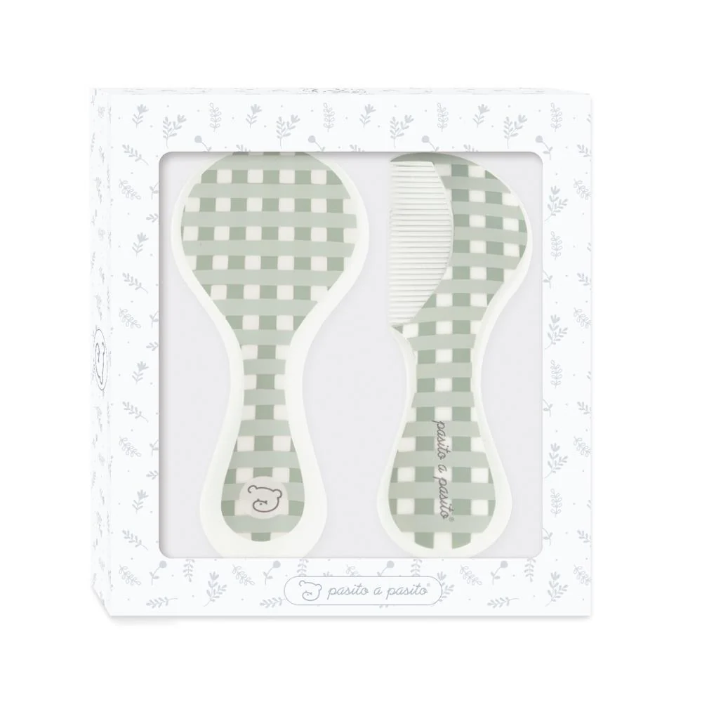 Conjunto Escova e Pente Pasito a Pasito Vichy Green - Image 3