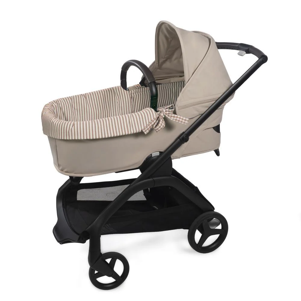 Forra/Protetor com Atilho Dual e Lençol para Alcofa Walking Mum Praliné Vichy/Strips Moka - Image 6