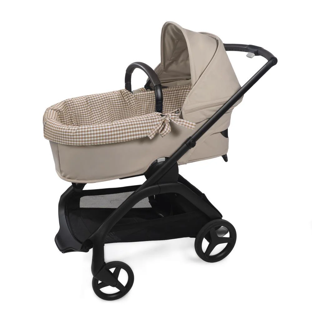 Forra/Protetor com Atilho Dual e Lençol para Alcofa Walking Mum Praliné Vichy/Strips Moka - Image 7