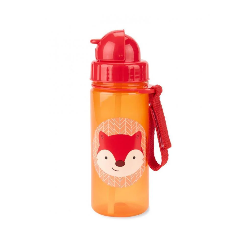 Garrafa com Palhinha Raposa Zoo 390ml
