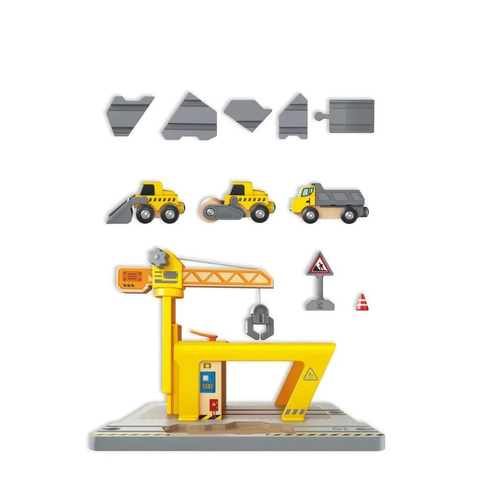 Grua e Veículos de Construção Hape 14 Peças - Image 2