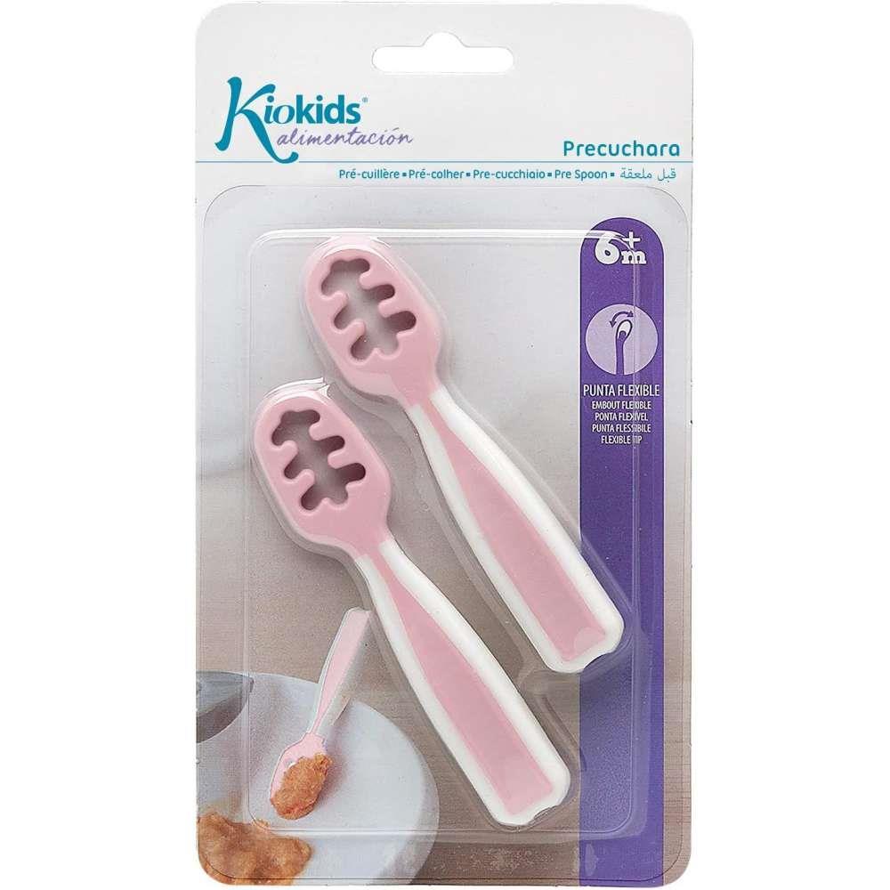 2 Pré-Colheres Kiokids Rosa e Branco - Image 2