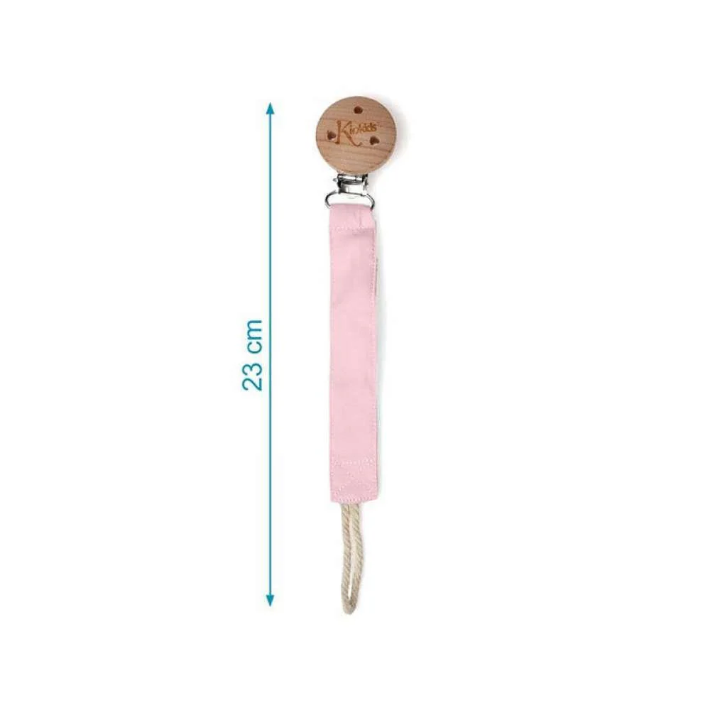 Corrente para Chupeta em Tecido com Clip de Madeira Kiokids Rosa - Image 3