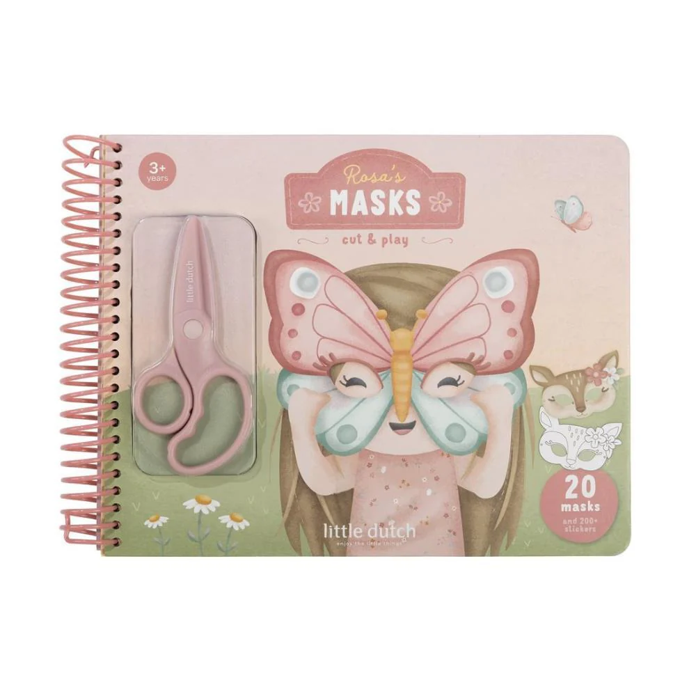 Livro de Recorte com Tesoura Little Dutch Rosa & Friends Máscaras