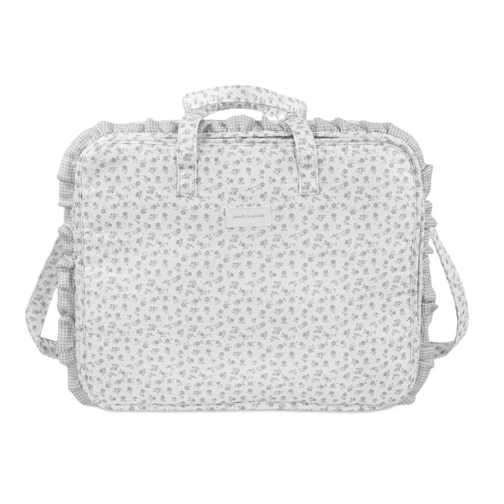 Mala de Maternidade Pasito a Pasito Little Bloom Flowers Grey - Image 3