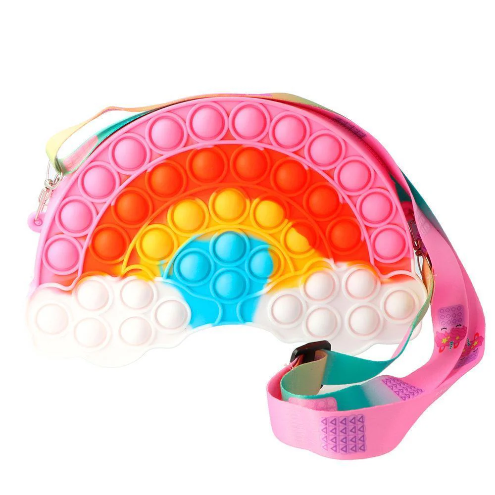 Mala Tiracolo Pop It em Silicone Arco-Íris