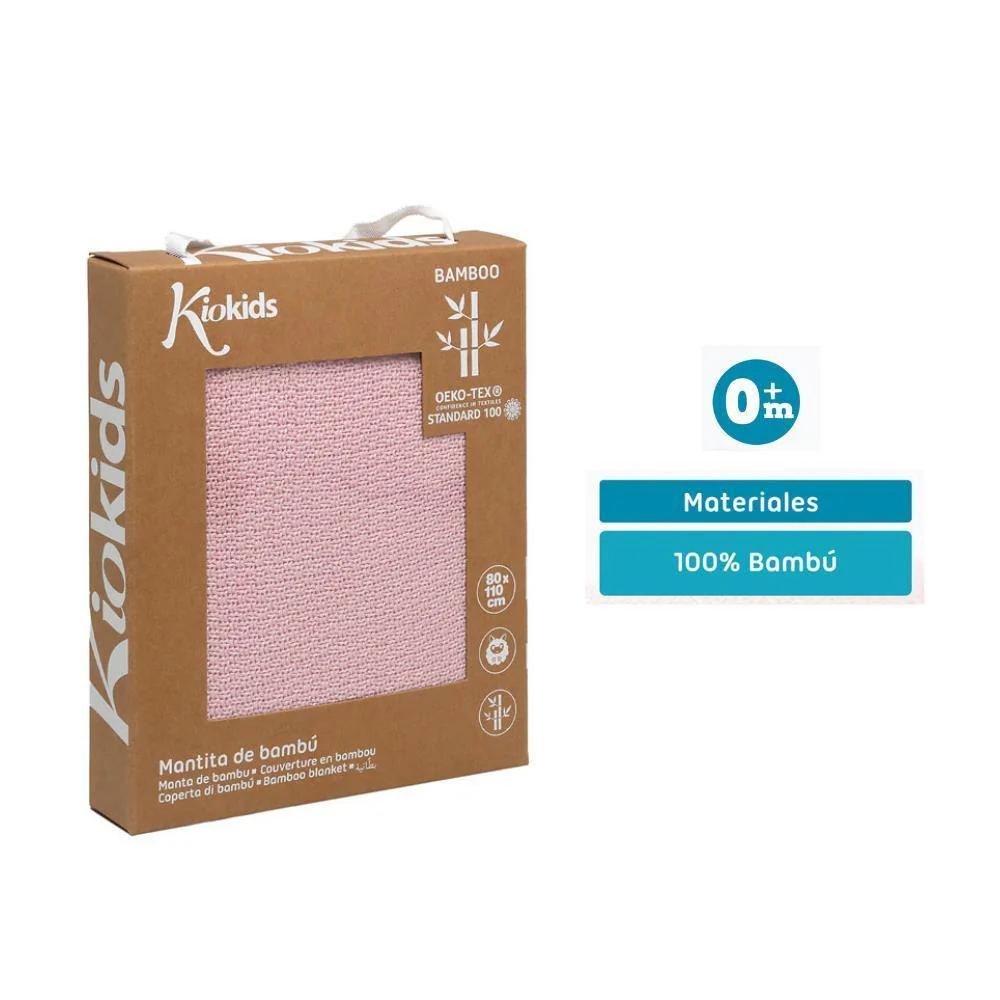 Manta em Bambu KioKids Rosa 80 x 110 cm - Image 3