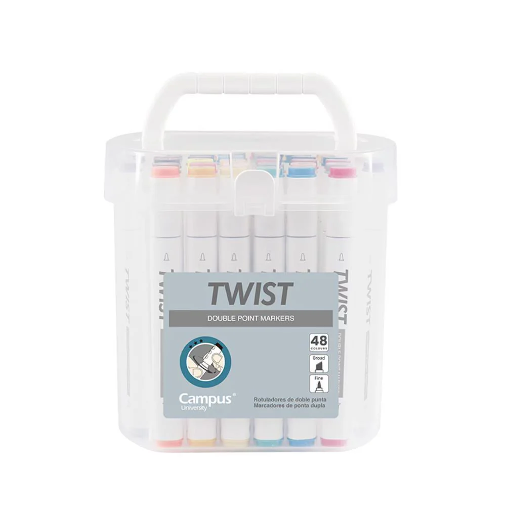 Marcadores Campus Twist com Ponta Dupla 48 Cores 5mm