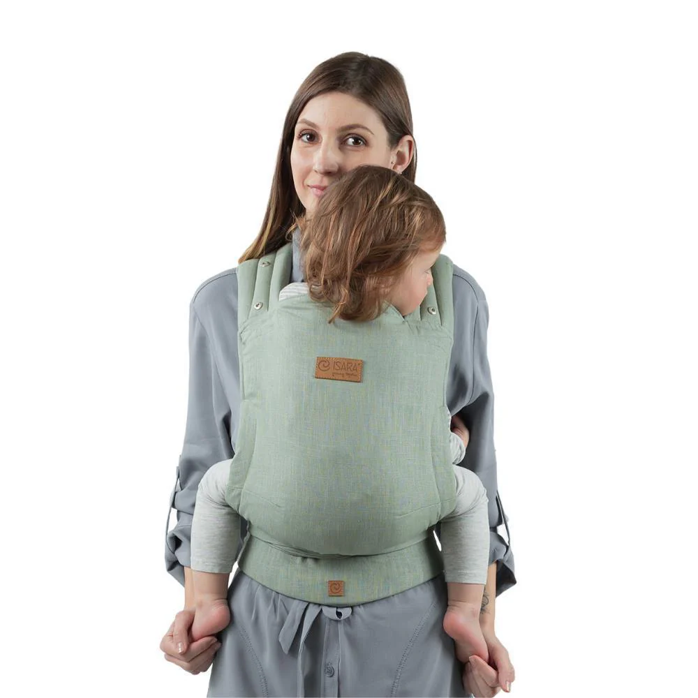 Marsúpio/Porta-Bebés Isara Quick Half Buckle Linen Sage Green - Image 2