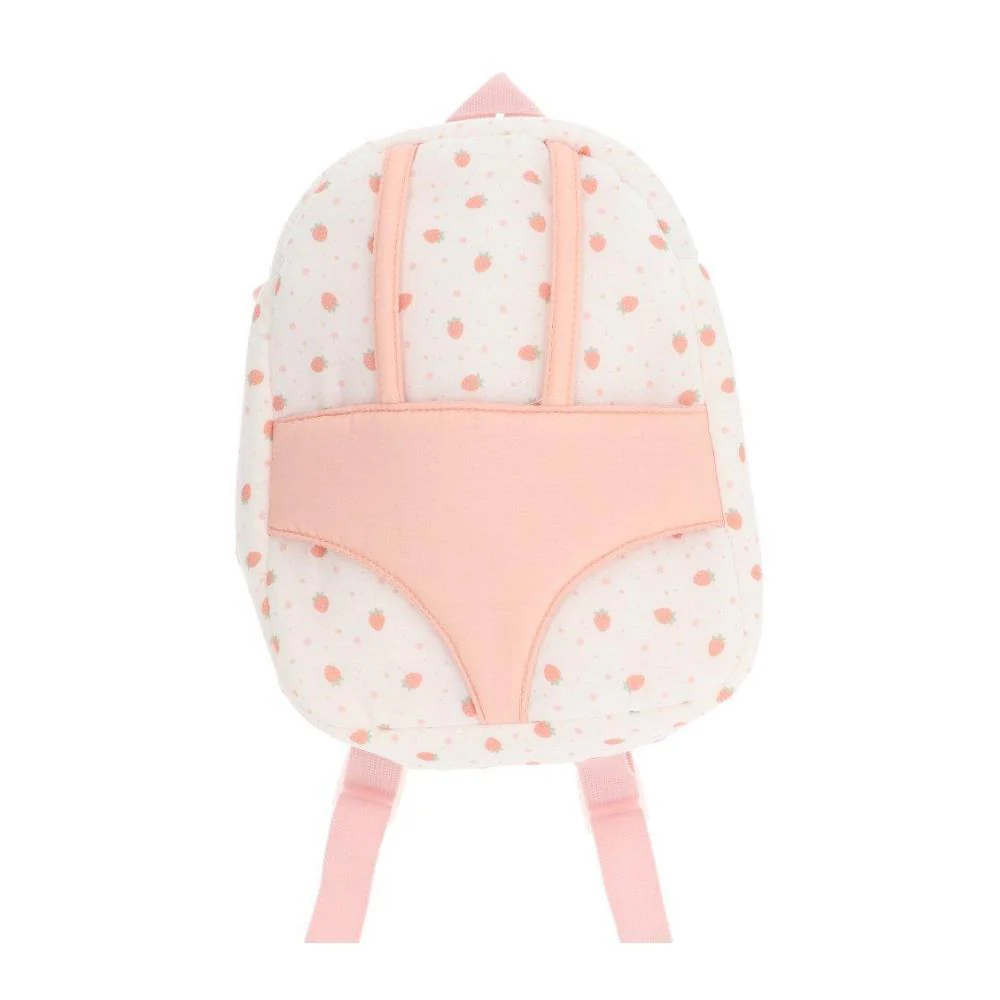Mochila Monnëka com Porta-Bebé para Bonecas Strawberries Branca