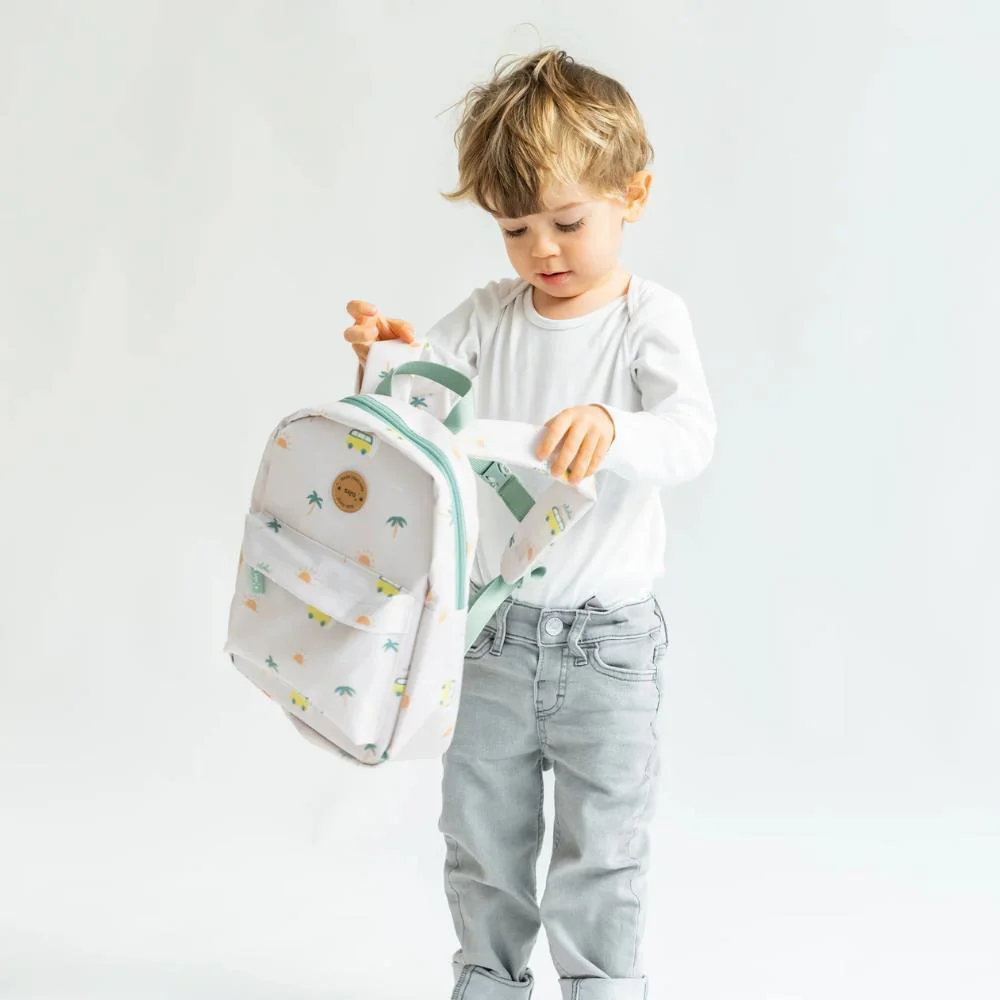 Mochila Pequena com Bolso Saro Aloha Bege 29cm - Image 4
