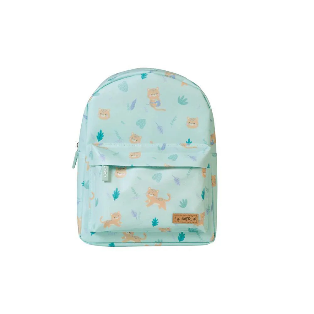 Mochila Pequena com Bolso Saro Cheetahs Hortelã 29cm