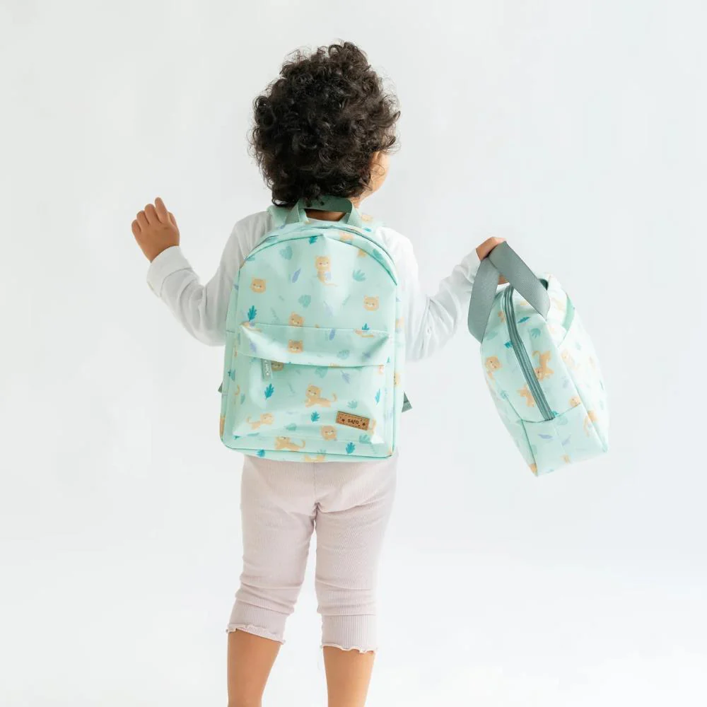Mochila Pequena com Bolso Saro Cheetahs Hortelã 29cm - Image 4