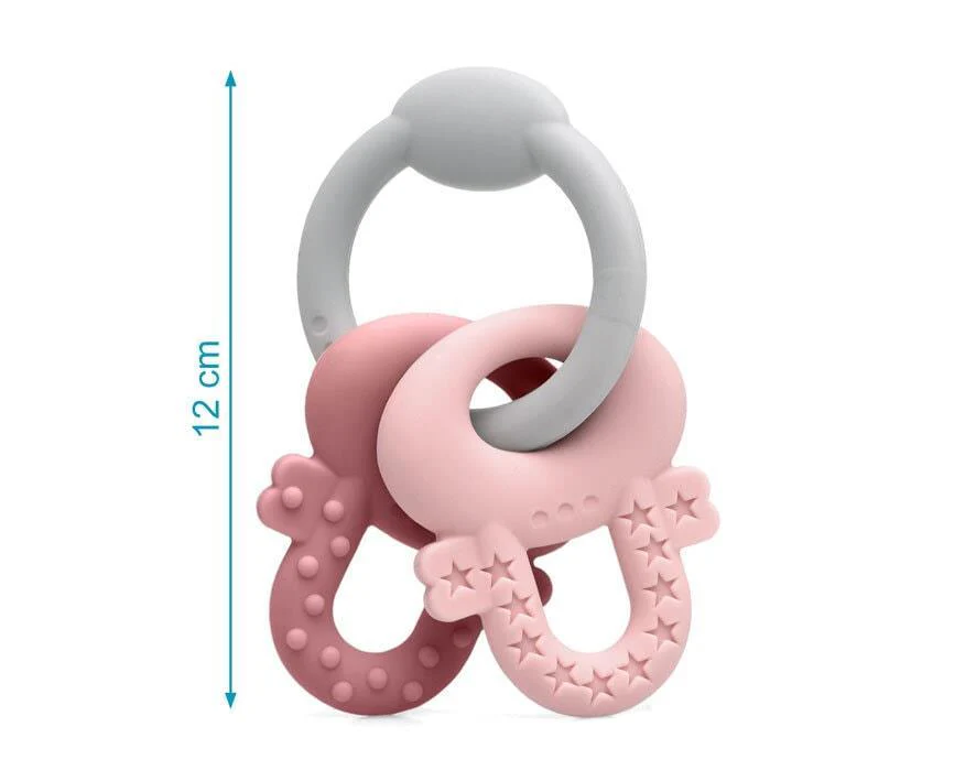 Mordedor Chave em Silicone Rosa e Cinza - Image 4