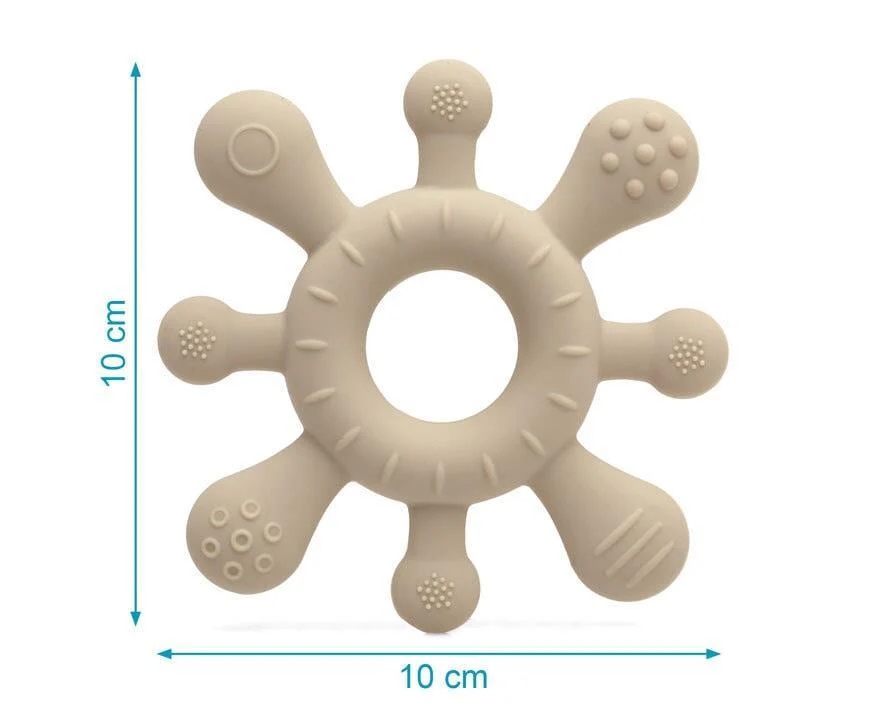 Mordedor Sensorial em Silicone Kiokids Bege - Image 4